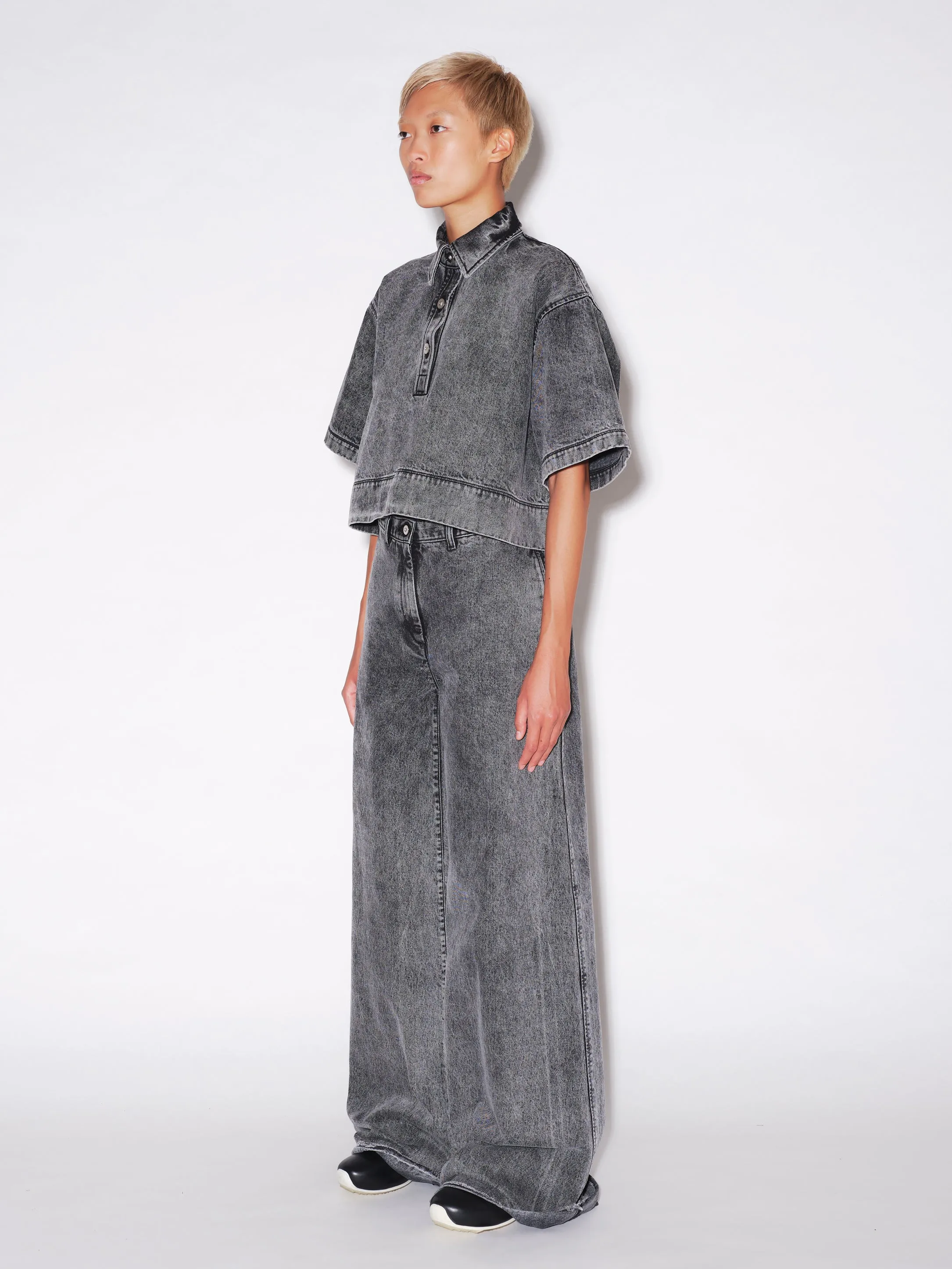 CROPPED OVERSIZED POLO - BLACK DENIM sold by Rosetta Getty product image thumbnail 4