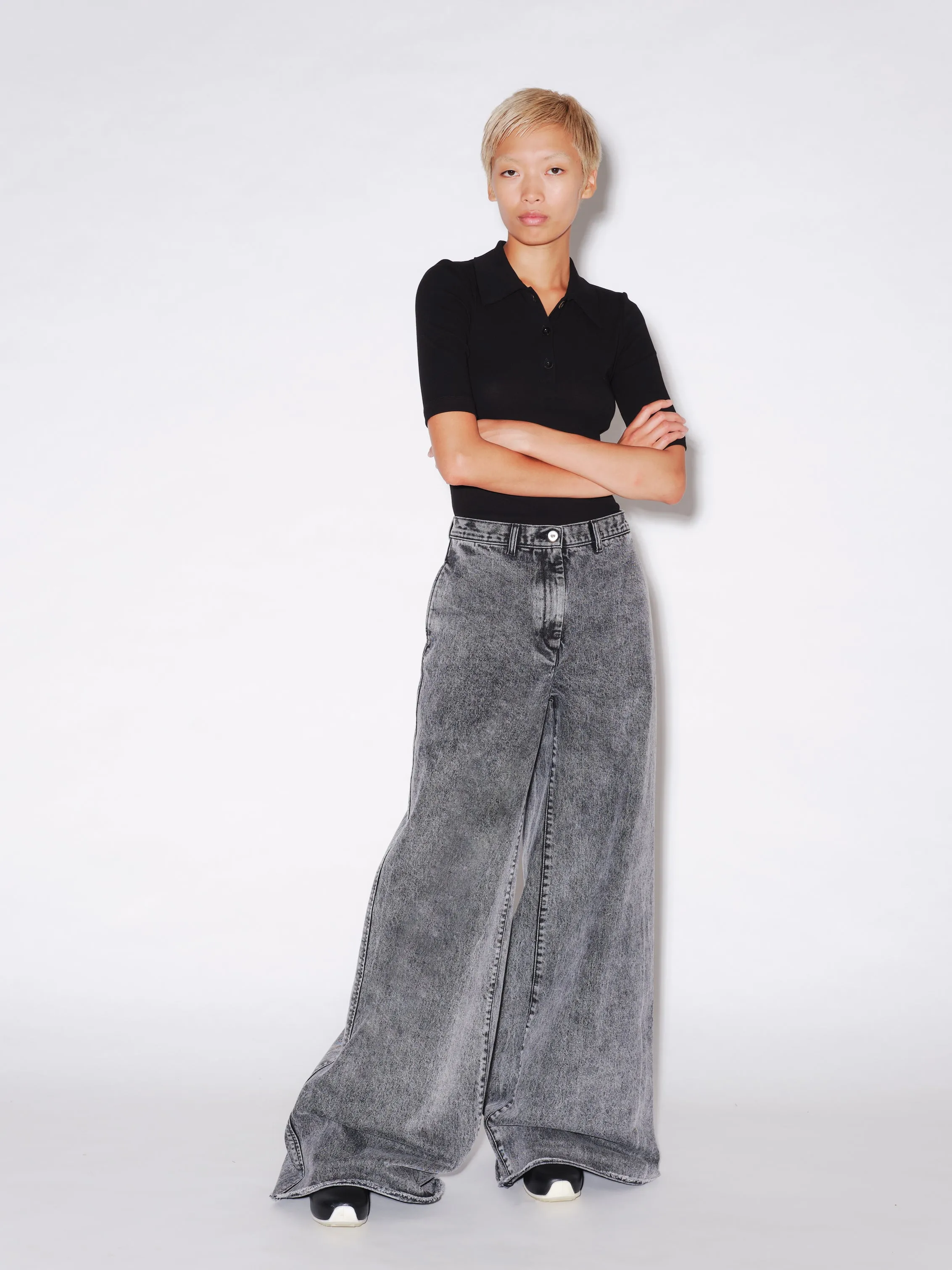 WIDE FLARE PANT - BLACK DENIM sold by Rosetta Getty