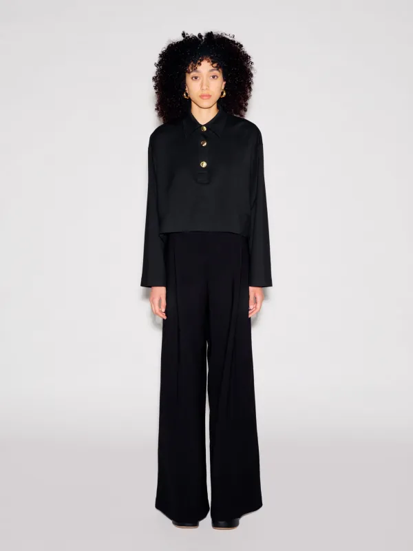 LONG SLEEVE CROPPED OVERSIZED POLO - SOLID sold by Rosetta Getty