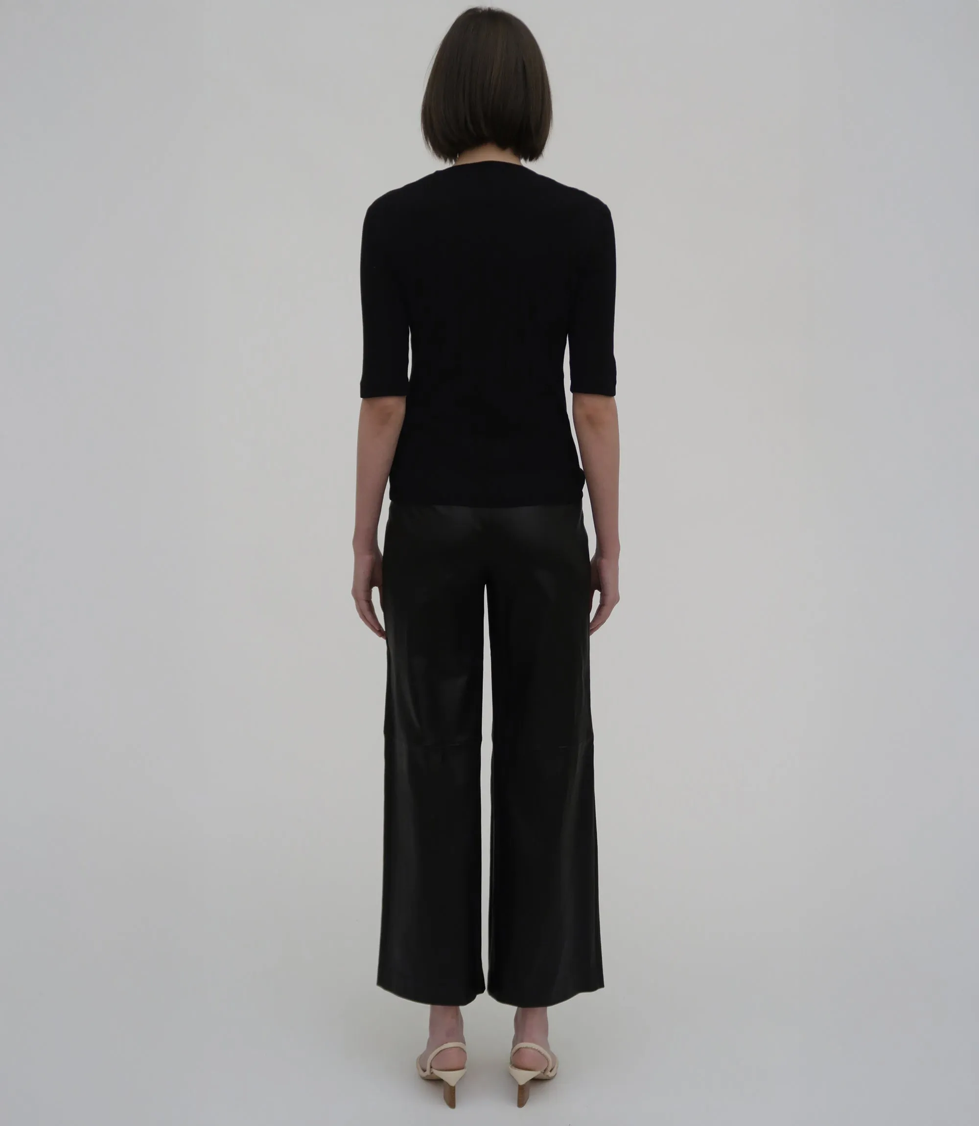 Pull On Cropped Straight Leather Pant sold by Rosetta Getty product image thumbnail 4