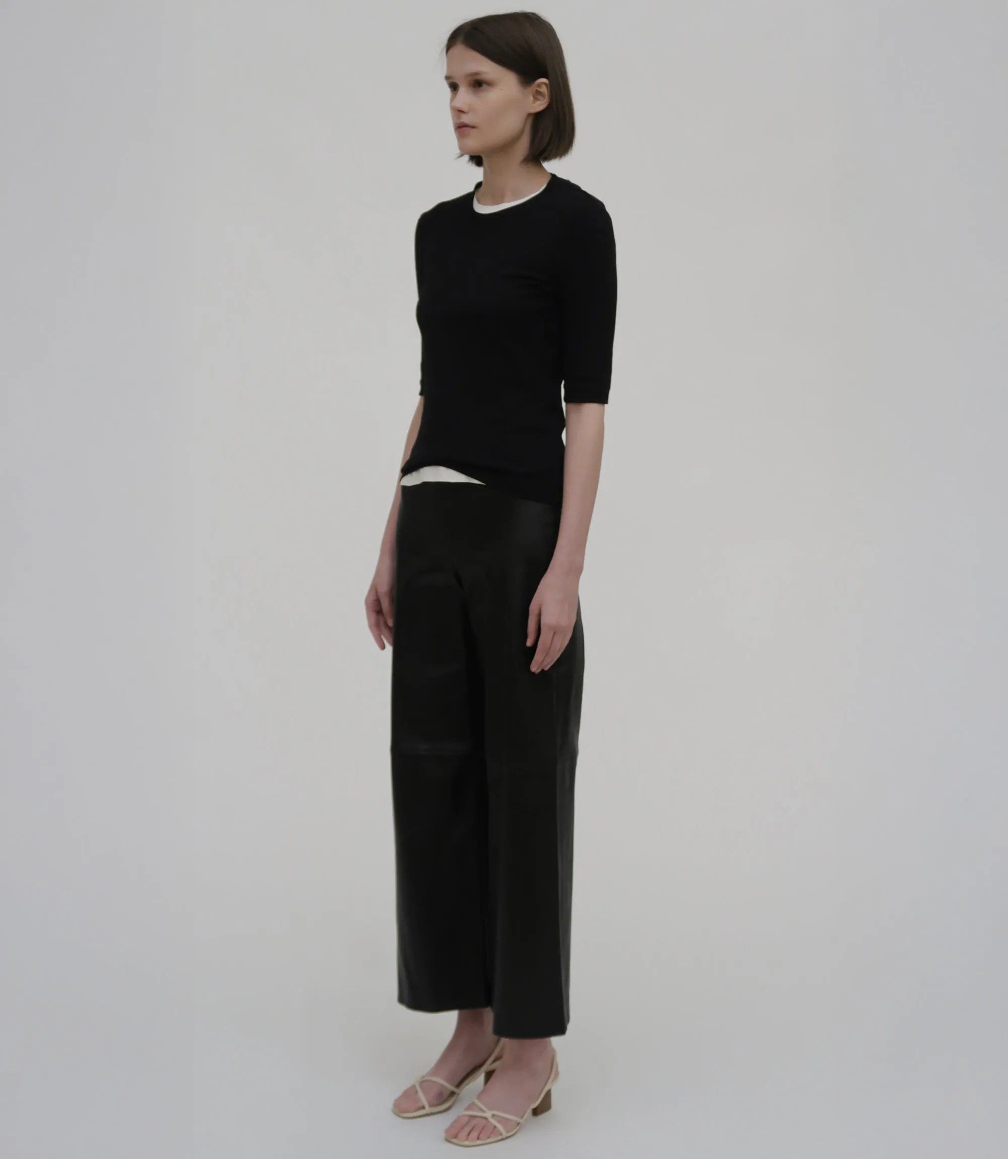 Pull On Cropped Straight Leather Pant sold by Rosetta Getty product image thumbnail 3
