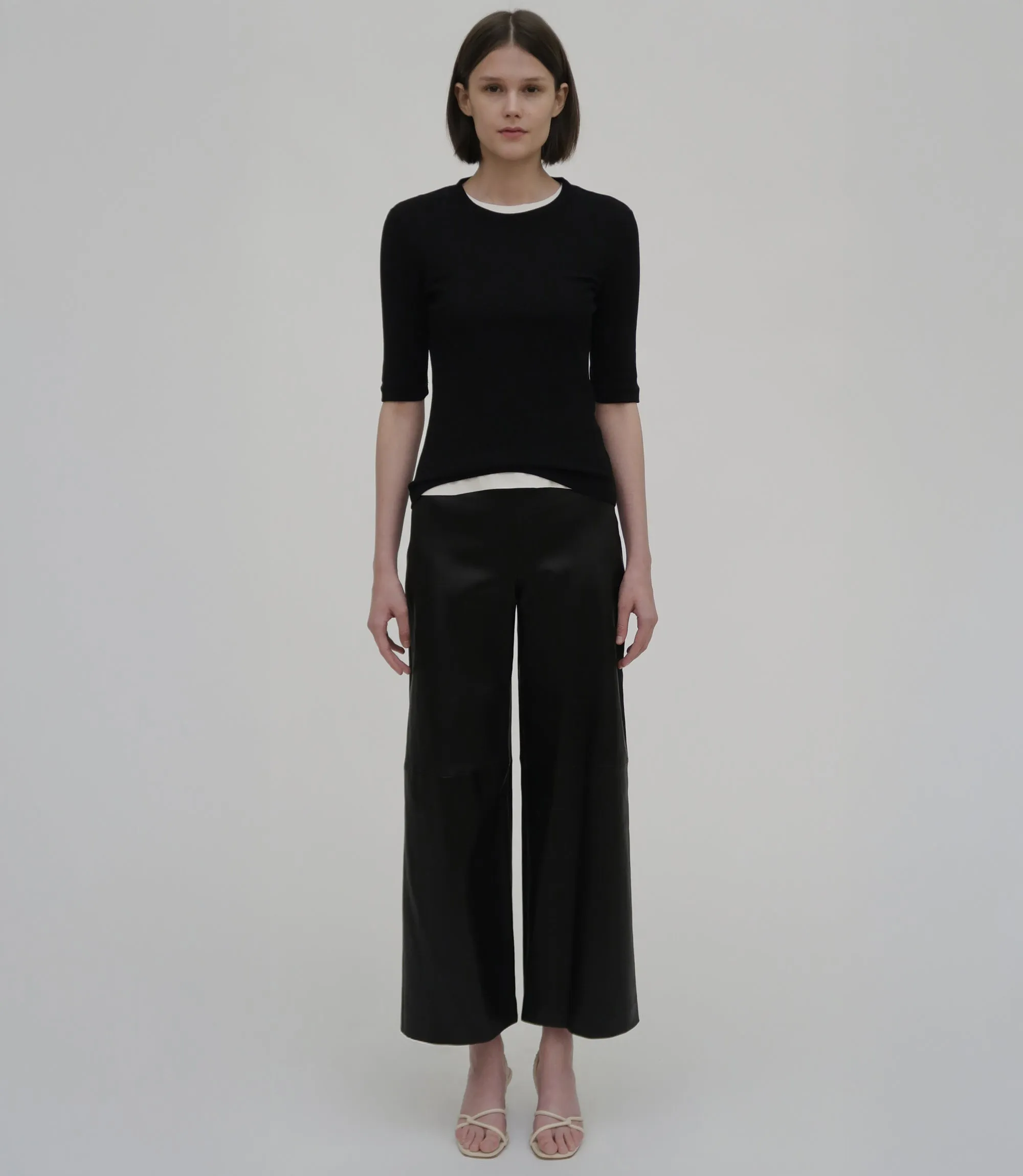 Pull On Cropped Straight Leather Pant sold by Rosetta Getty product image thumbnail 2