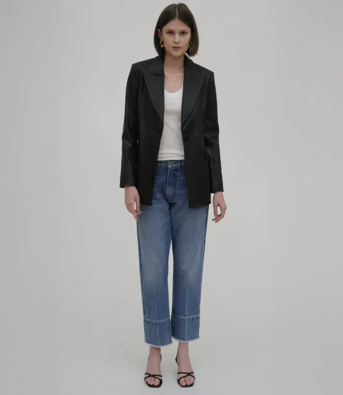 Peak Lapel Leather Jacket sold by Rosetta Getty