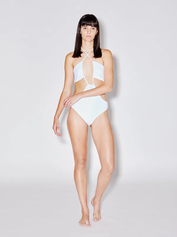 Drawstring Bandeau One Piece Swimsuit sold by Rosetta Getty