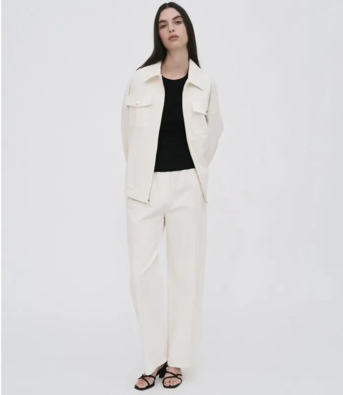 ZIP FRONT SHIRT JACKET - COTTON LINEN PIQUE made by Rosetta Getty