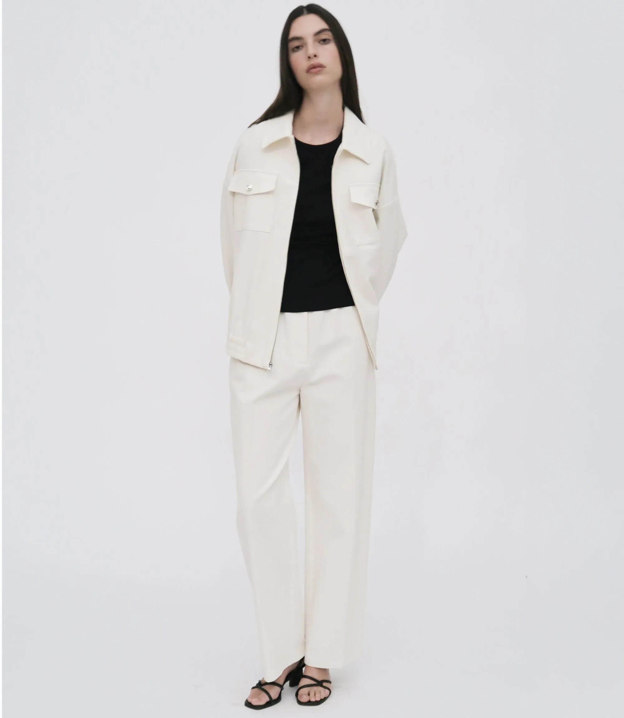 ZIP FRONT SHIRT JACKET - COTTON LINEN PIQUE sold by Rosetta Getty