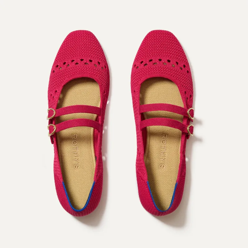 The Double Buckle Mary Jane - Rouge Crochet sold by Rothy's