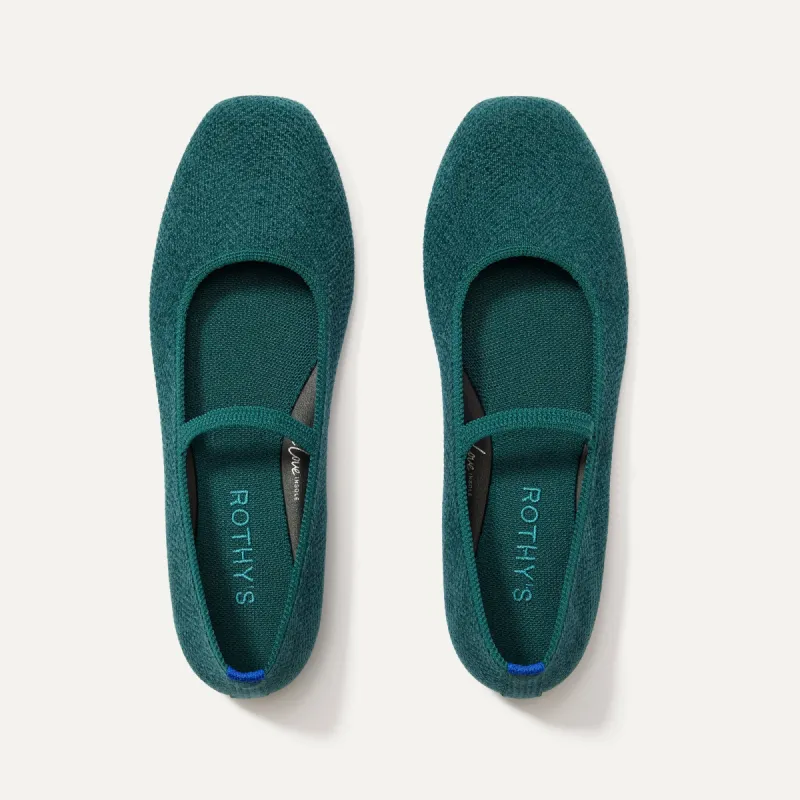 The ReVelvet™ Max Square Mary Jane - ReVelvet™ Everglade sold by Rothy's