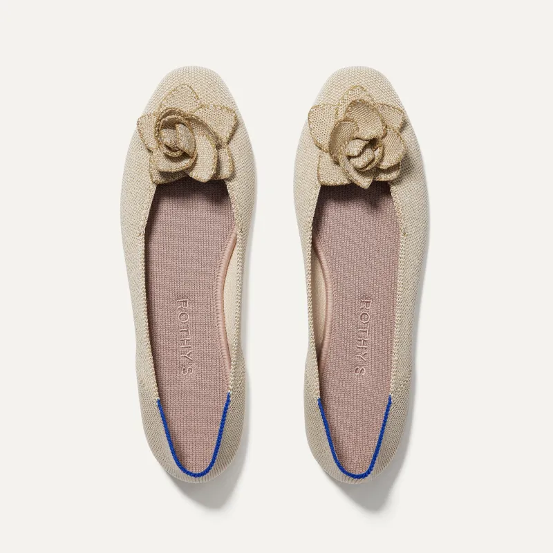 The Petal Square - Light Gold Metallic sold by Rothy's