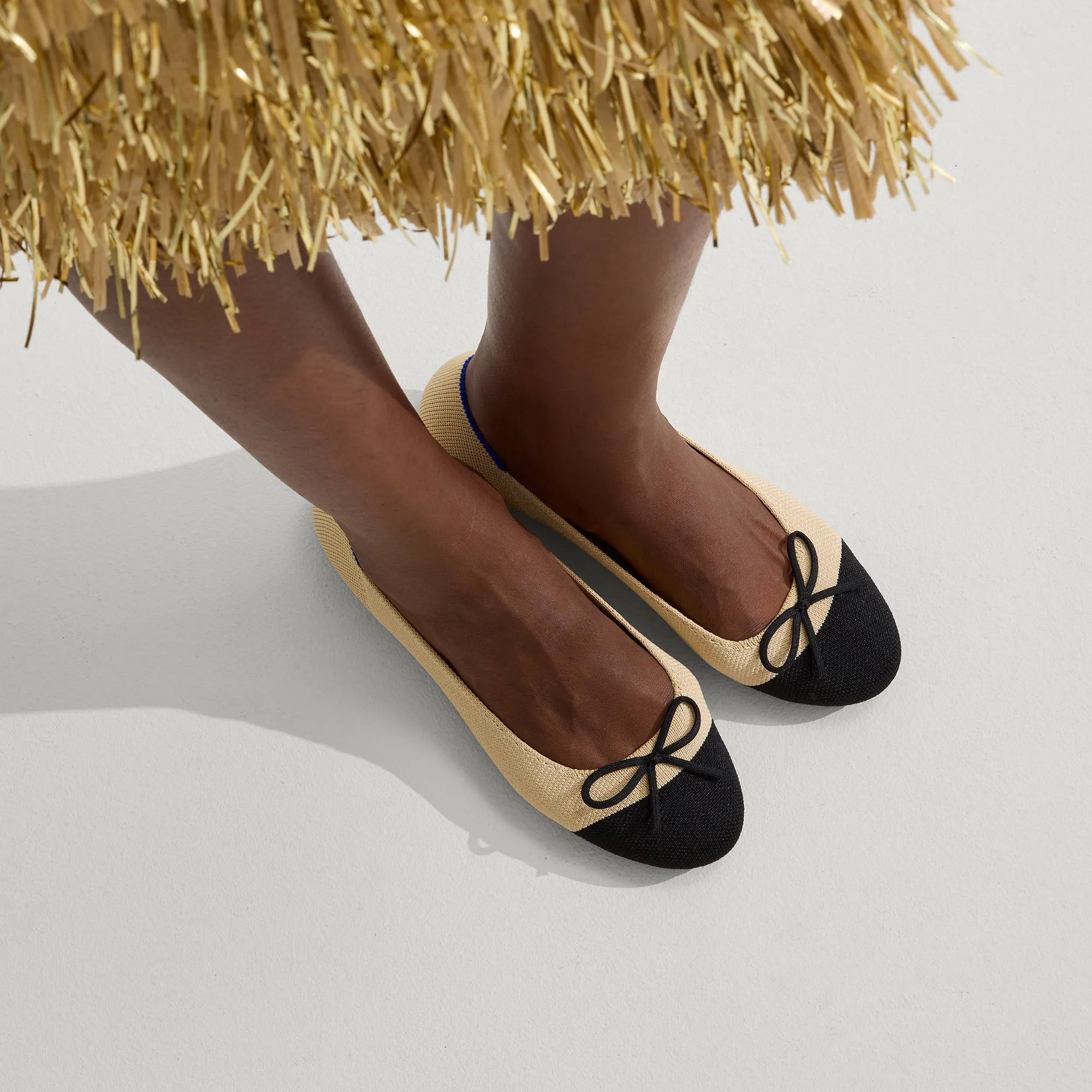 The Ballet Flat - Cream Captoe sold by Rothy's product image thumbnail 2