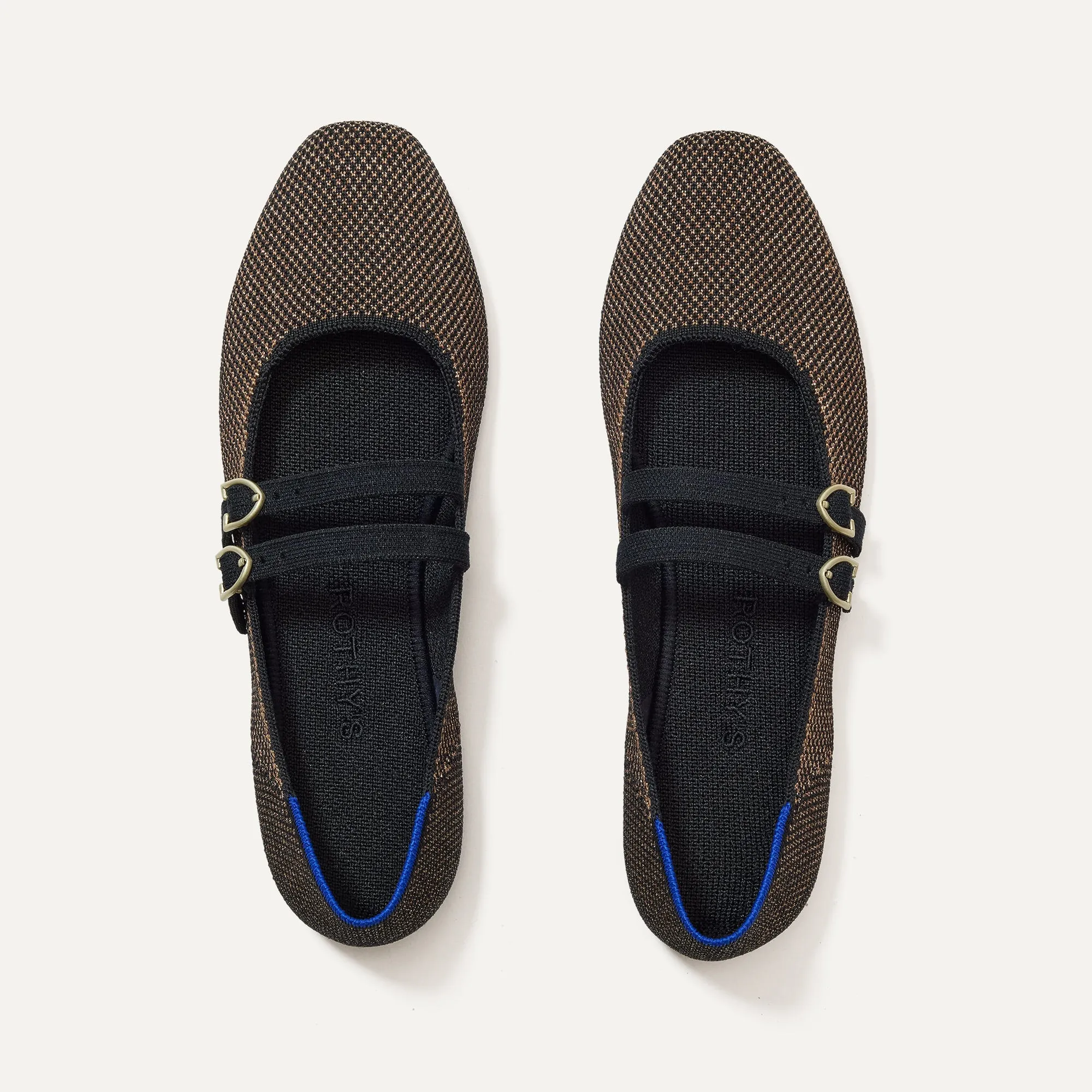 The Double Buckle Mary Jane - Bronzite sold by Rothy's