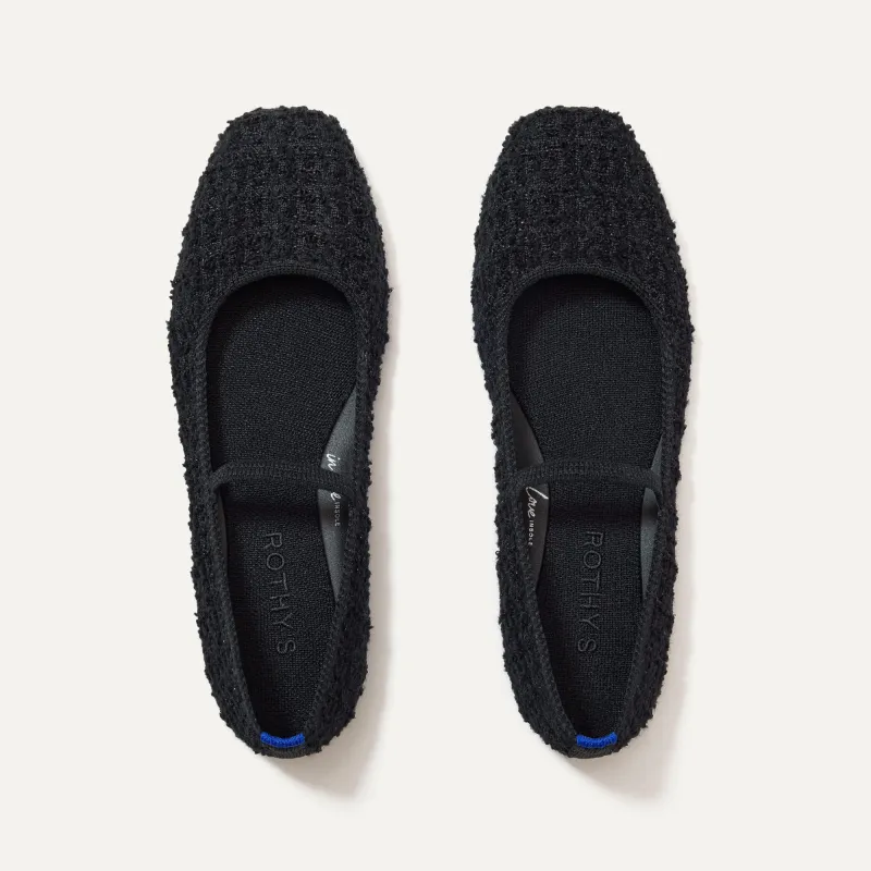 The Max Square Mary Jane - Black Bouclé sold by Rothy's