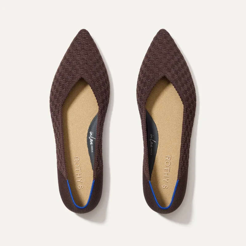 The Point II - Chocolate Basketweave sold by Rothy's