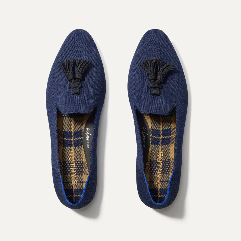 The Almond Tassel Loafer - Deep Navy sold by Rothy's