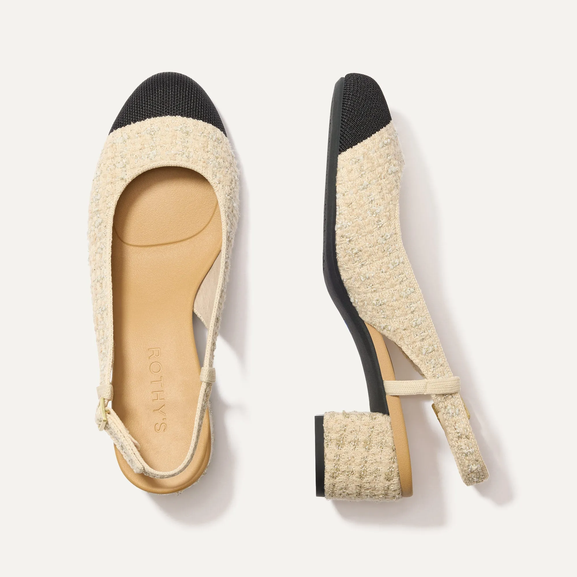 The Heel Ballet Slingback - Pearl Tweed sold by Rothy's