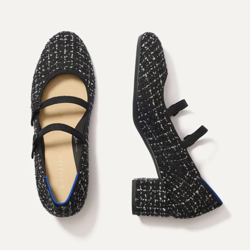 The Double Buckle Mary Jane Heel - Twilight Tweed sold by Rothy's