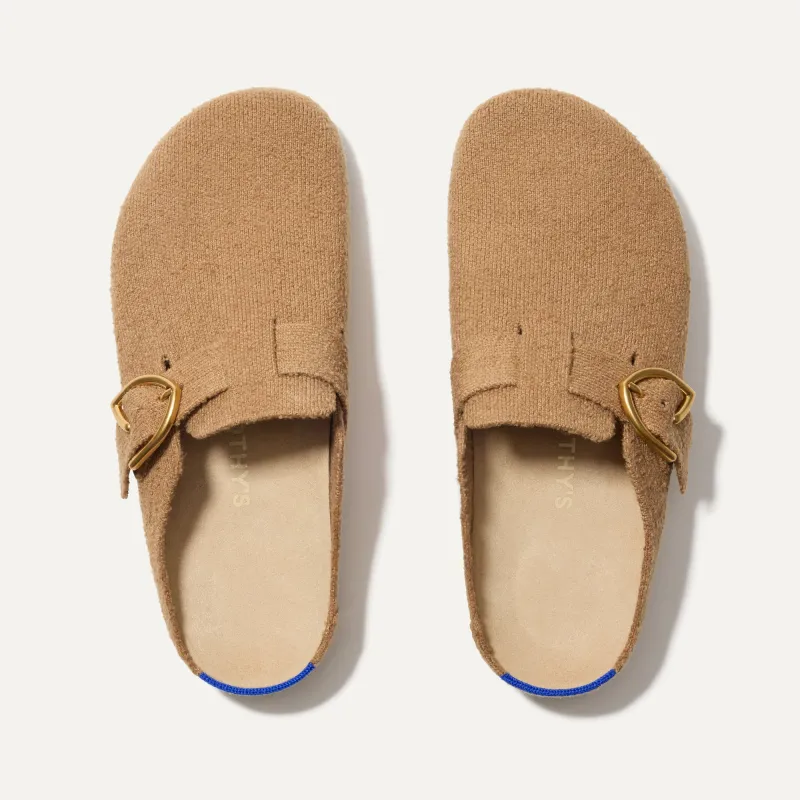 The Buckle Clog - Wren Bouclé sold by Rothy's