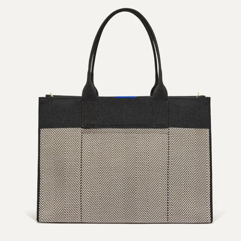The Classic Tote - Black Herringbone made by Rothy's