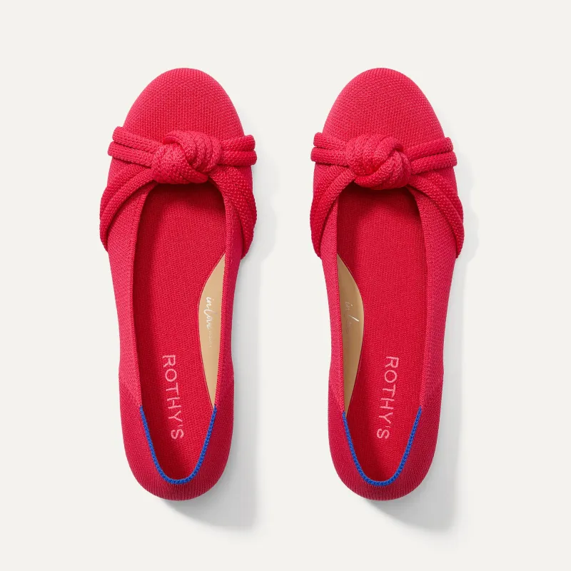 The Knot Ballet Flat - Lollipop Red sold by Rothy's