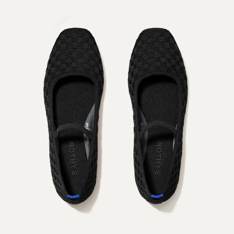 The Max Square Mary Jane - Black Sand sold by Rothy's