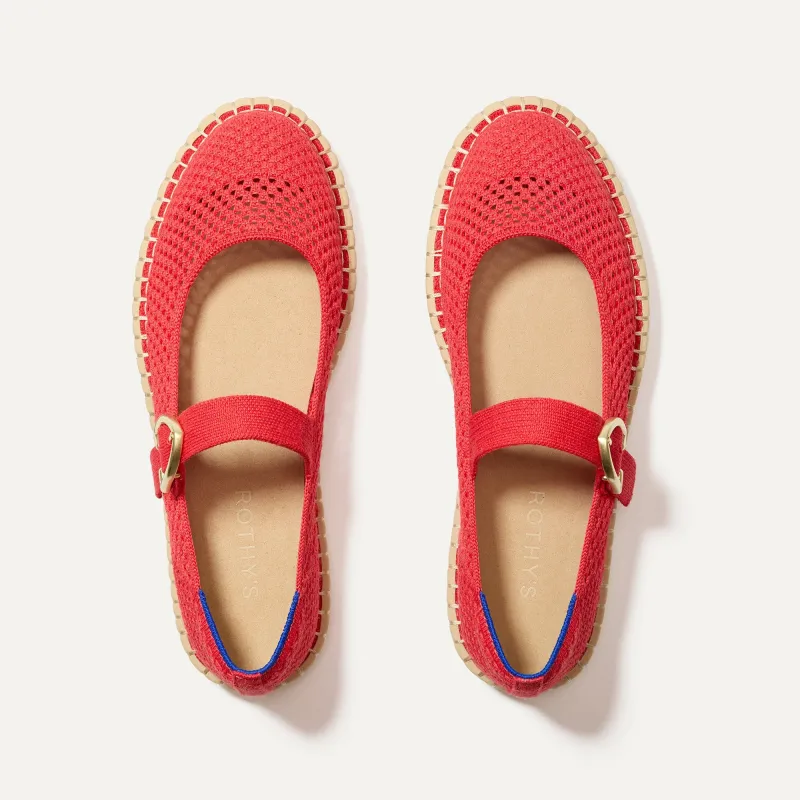 The Espadrille Mary Jane - Red Hot made by Rothy's