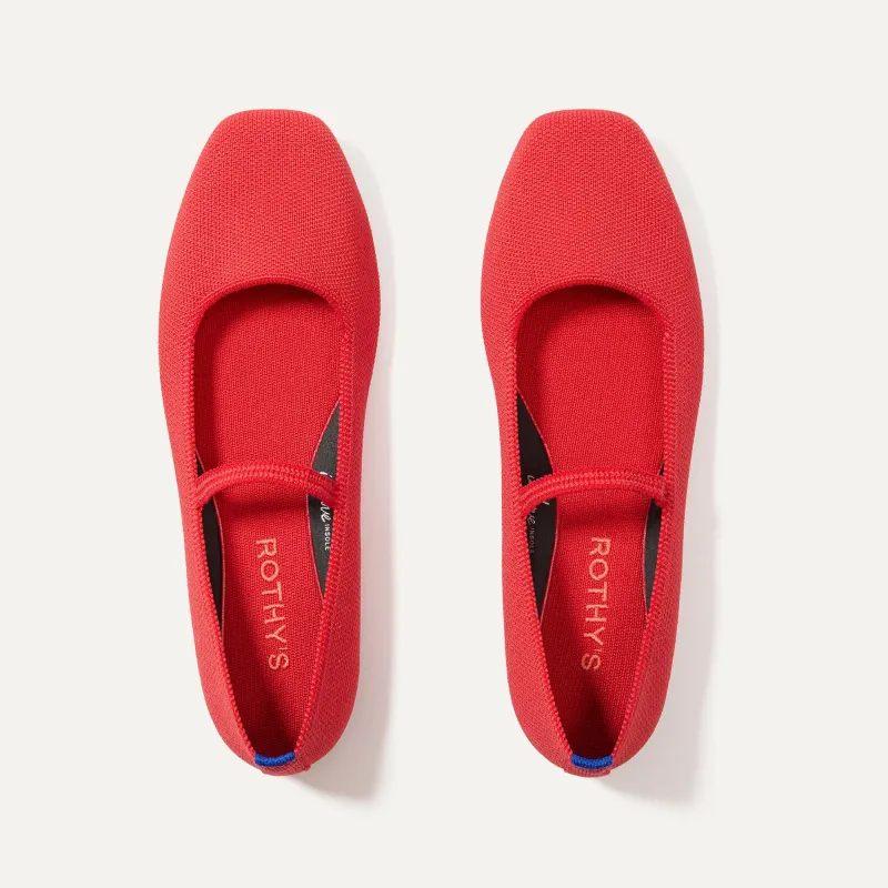 The Max Square Mary Jane - Red Hot sold by Rothy's