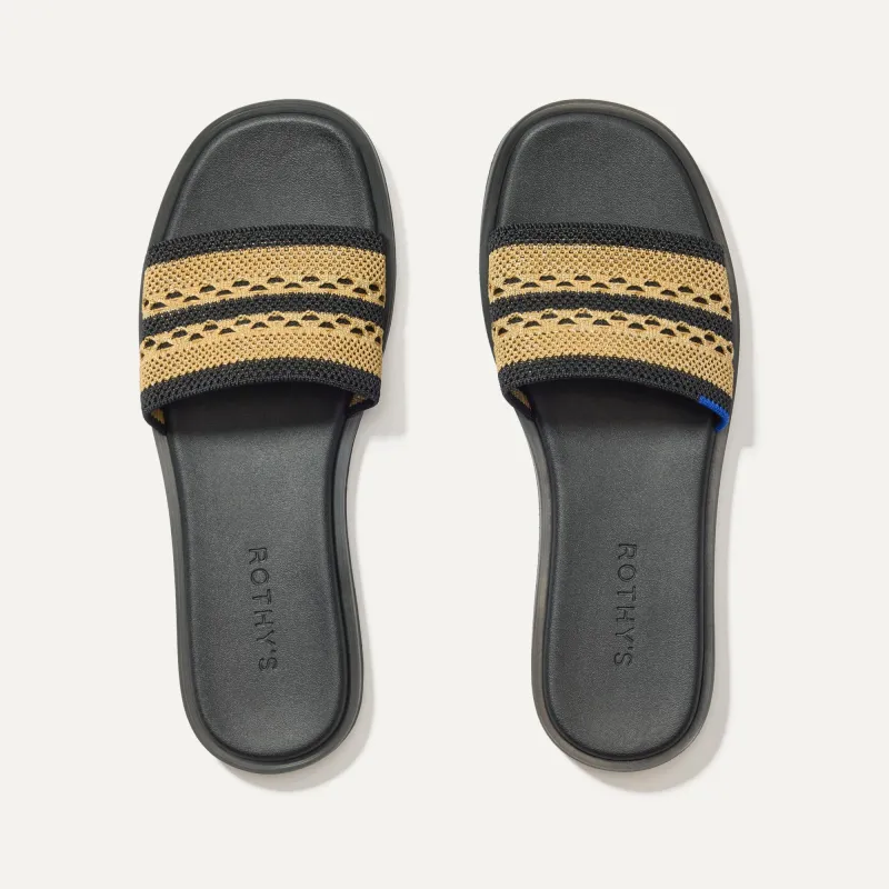 The Slide Sandal - Gilded Crochet made by Rothy's