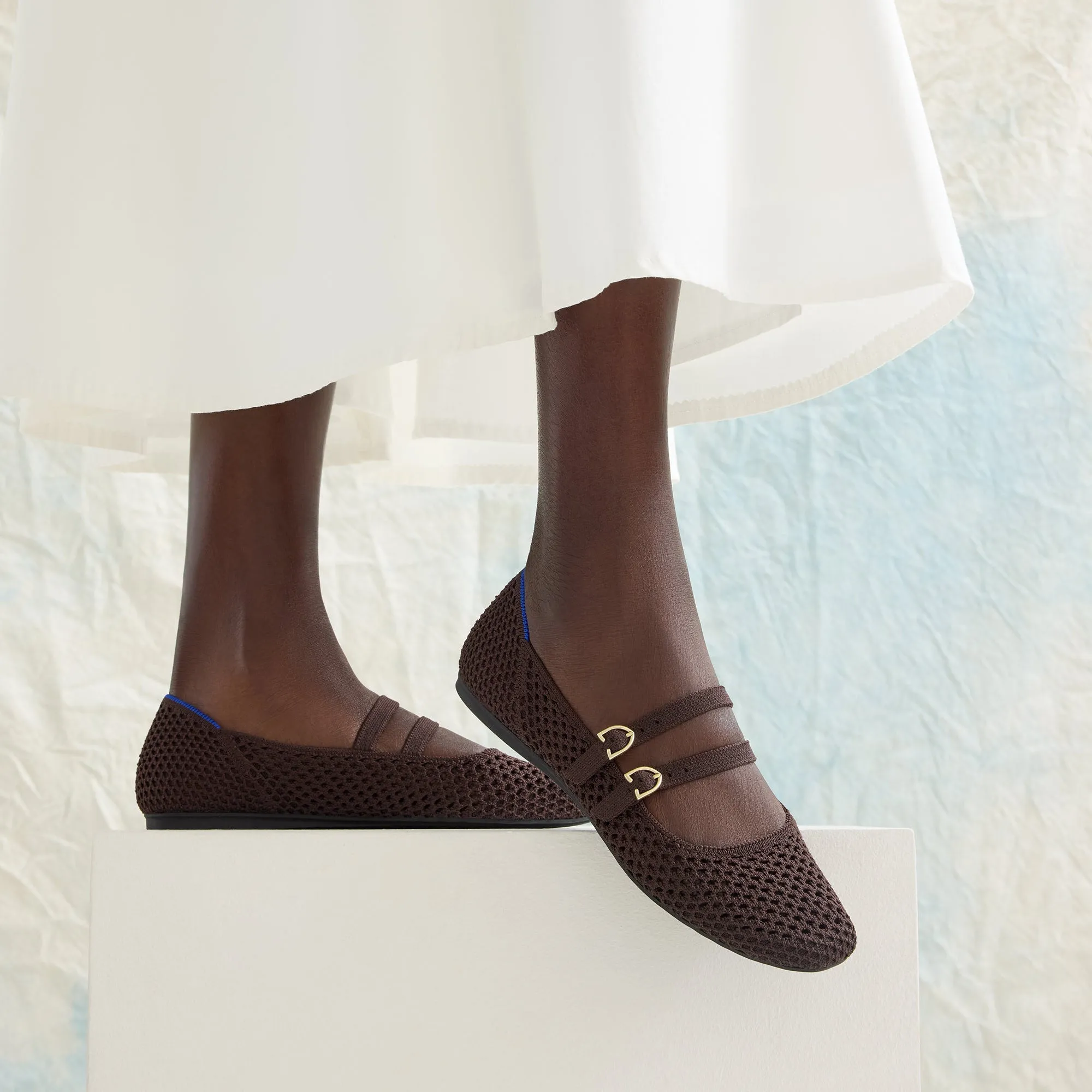 The Double Buckle Mary Jane - Chocolate Mesh sold by Rothy's product image thumbnail 2