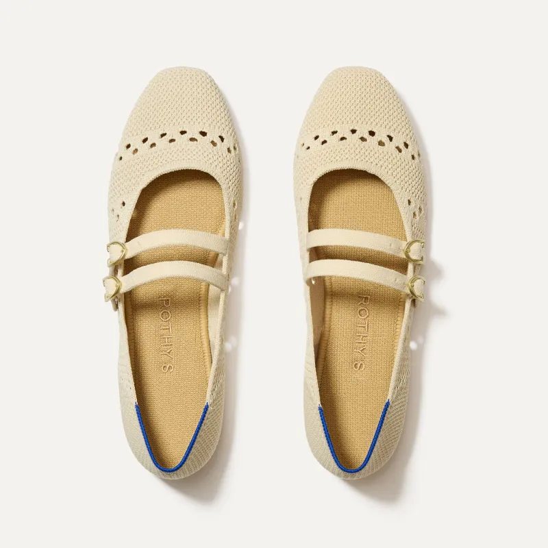 The Double Buckle Mary Jane - Powder Crochet sold by Rothy's