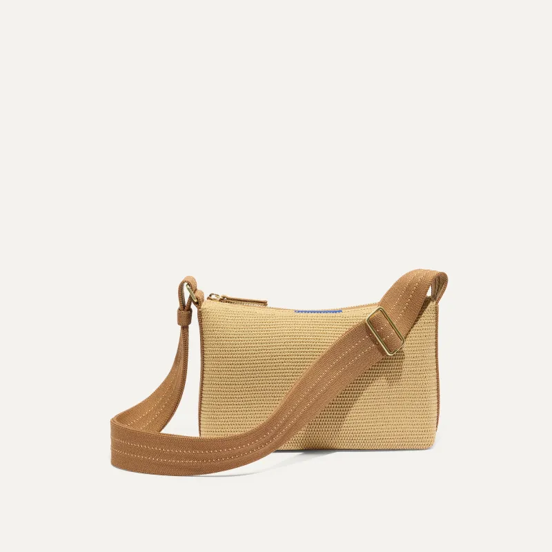 The Casual Crossbody - Brown Butter Raffia-Knit made by Rothy's