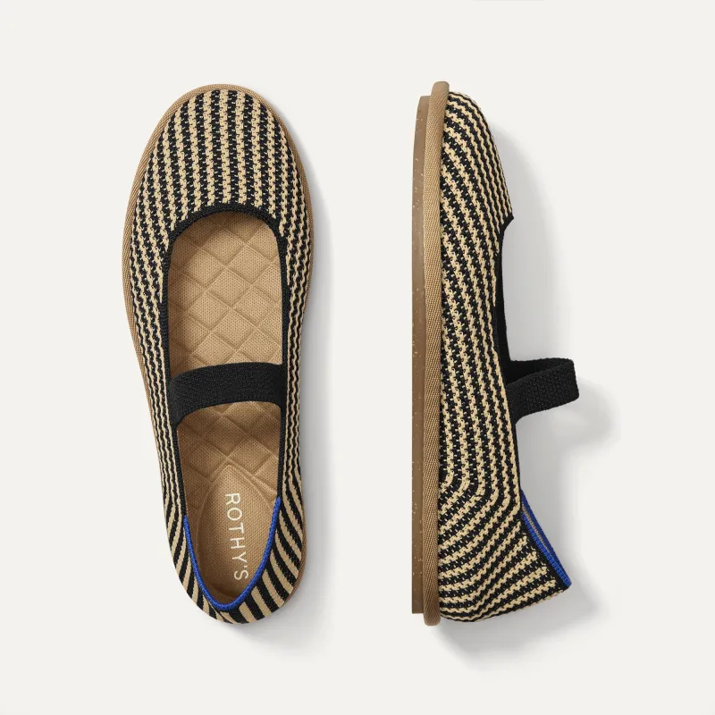 The Cruiser Mary Jane - Toffee Stripe made by Rothy's