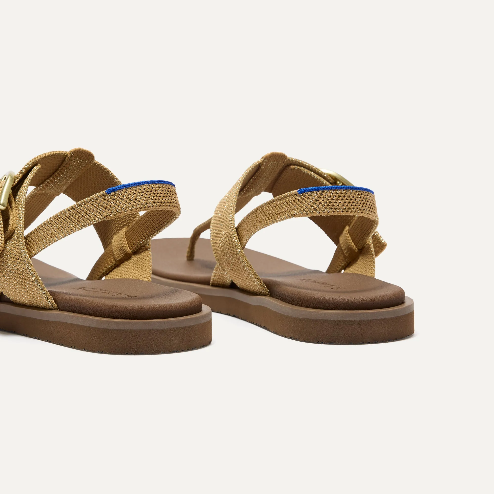 The T–Strap Sandal - Metallic Golden Sun sold by Rothy's product image thumbnail 4