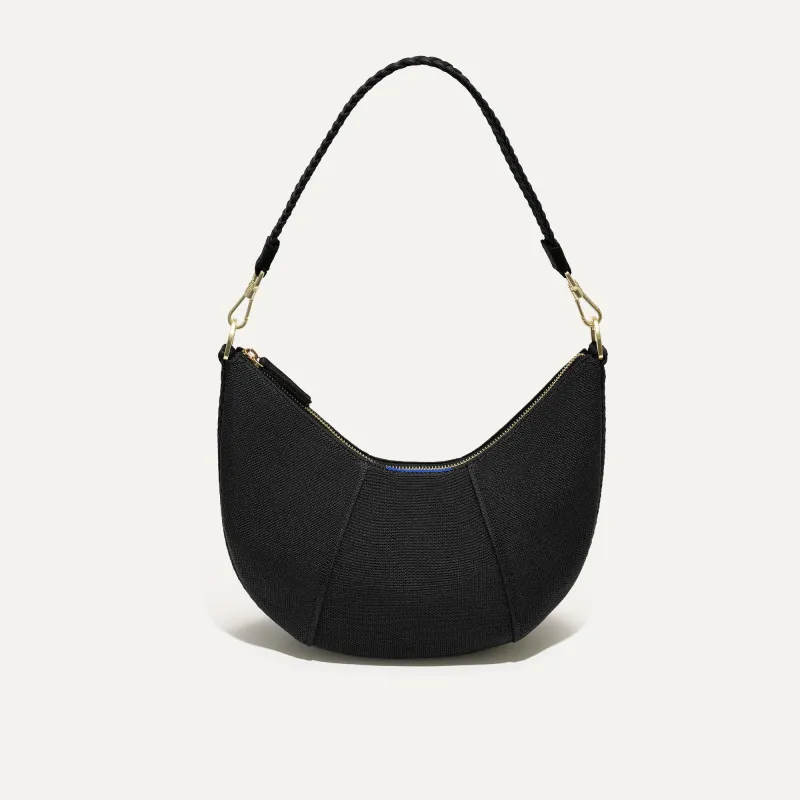 The Crescent Bag - Black Licorice made by Rothy's