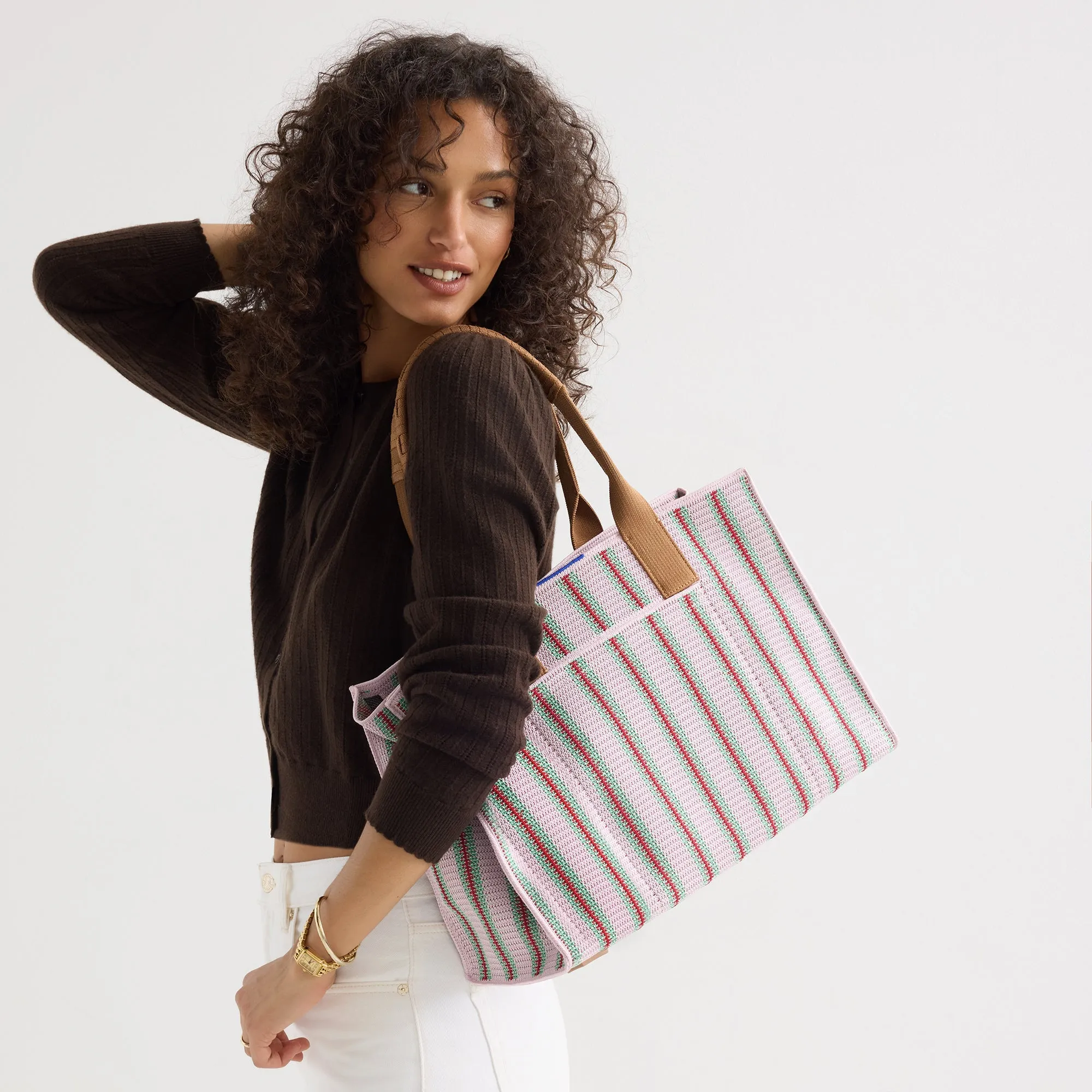 The Classic Tote - Watermelon Market Stripe sold by Rothy's product image thumbnail 3