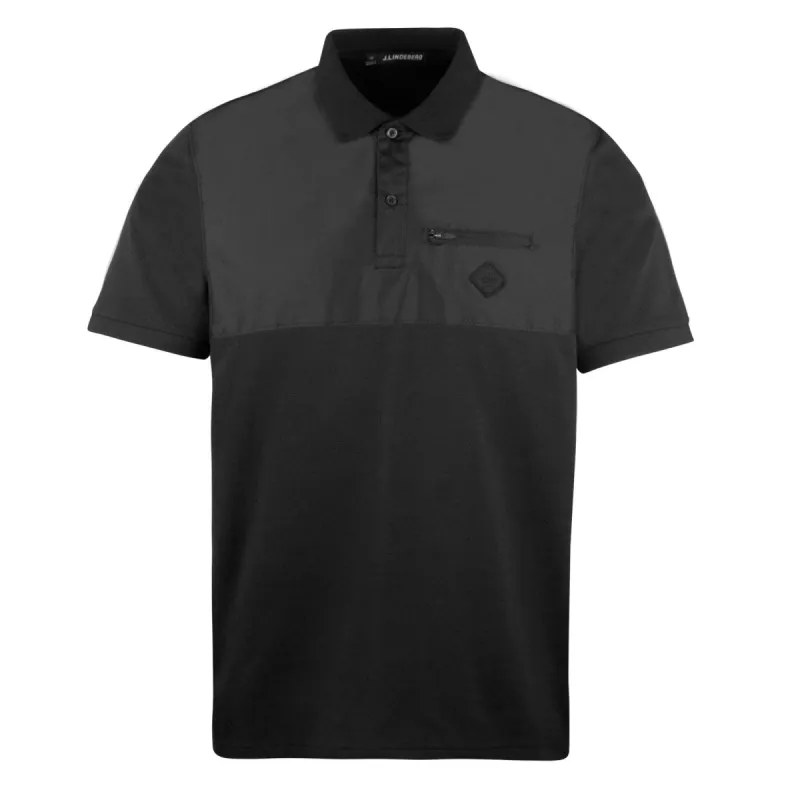 J. Lindeberg Danilo Hybrid Polo Shirt Black sold by Roulette