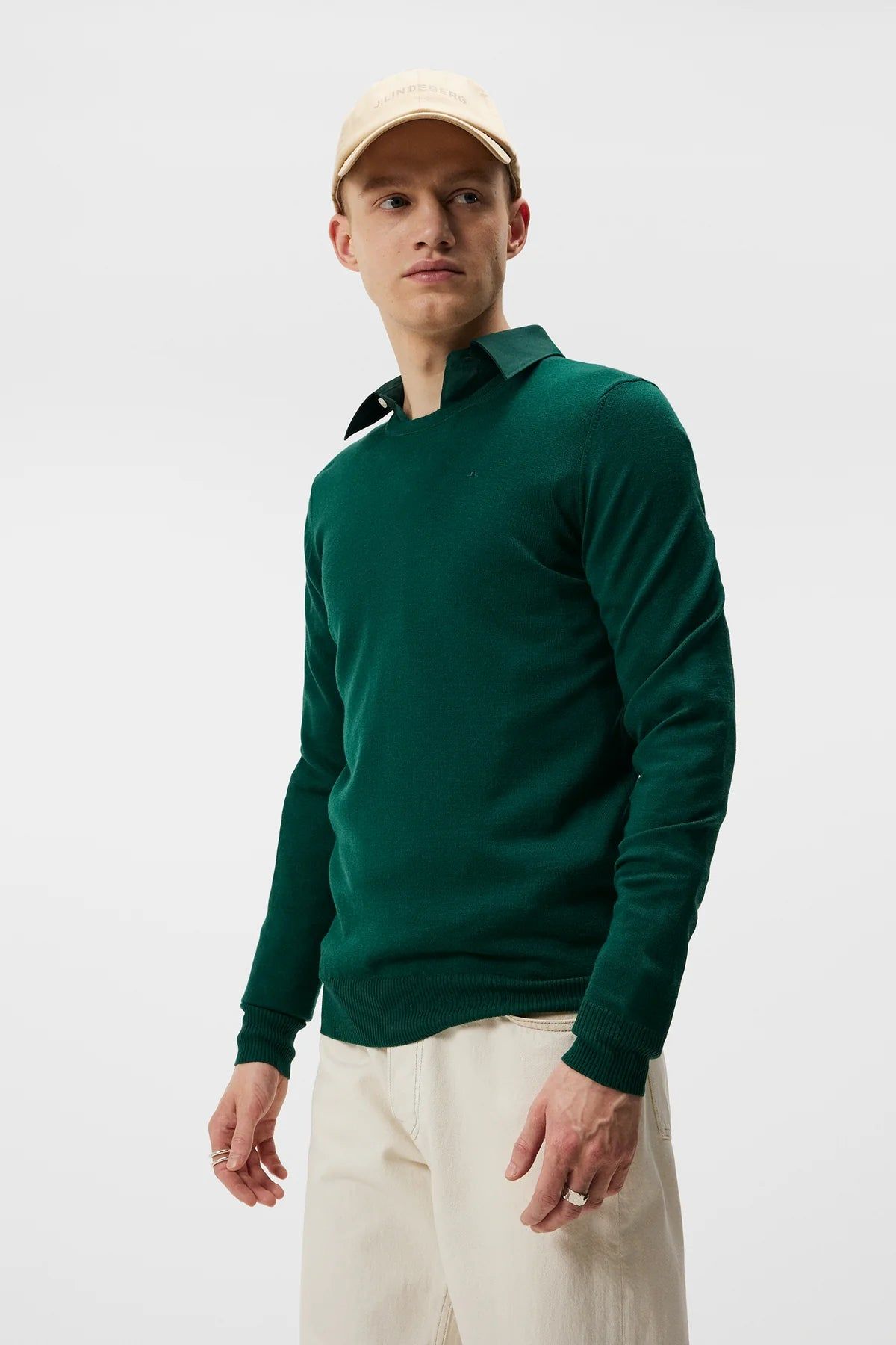 J. Lindeberg Lyle Light Merino Crew Neck Forest sold by Roulette product image thumbnail 3