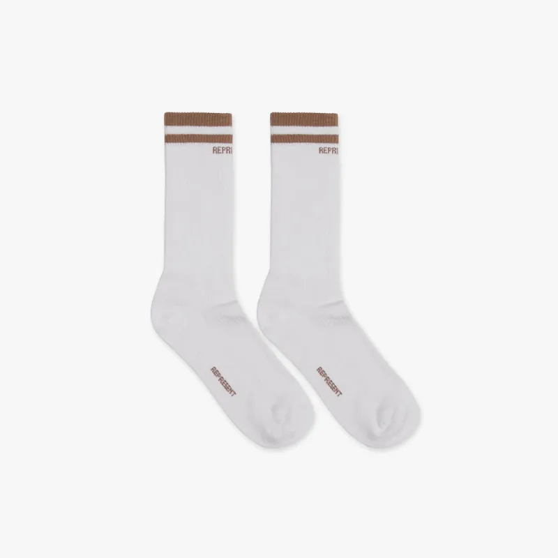 Represent Stripe Socks White/Sand sold by Roulette