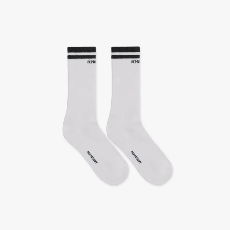 Represent Stripe Socks White/Black sold by Roulette