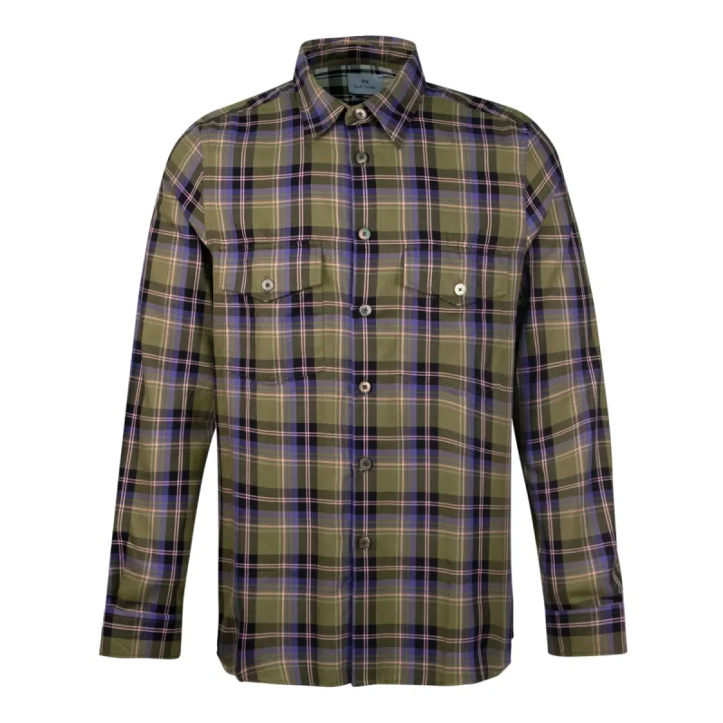 PS Paul Smith Pocket Check Shirt Olive sold by Roulette