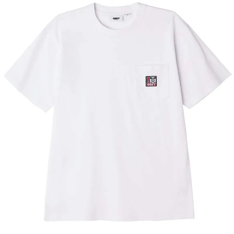 Obey Point Pocket Tee White sold by Roulette