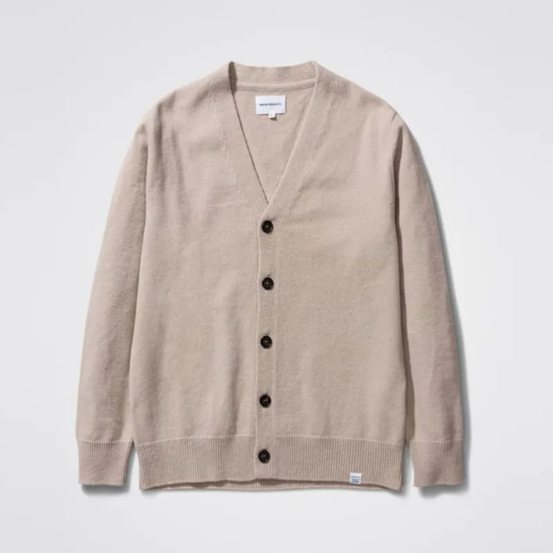 Norse Projects Adam Lambswool Cardigan Light Sand sold by Roulette