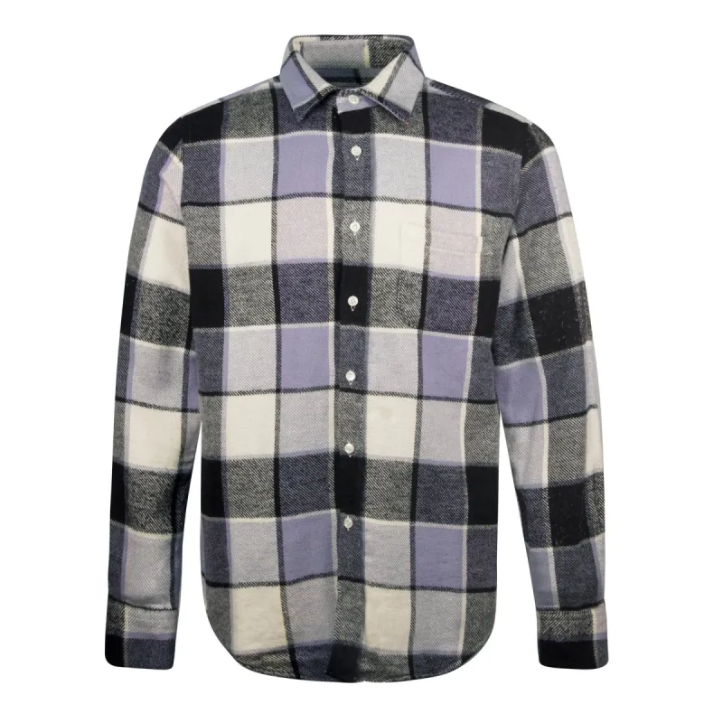 Portuguese Flannel Pastel Check Overshirt Blue sold by Roulette