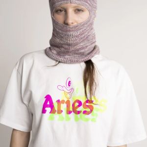 Aries Trippy Aye Duck Tee White sold by Roulette