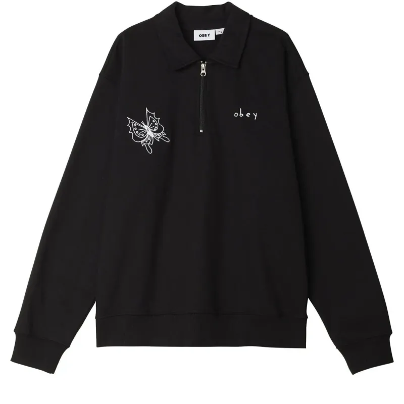 Obey Fora Zip Polo Sweatshirt Black sold by Roulette