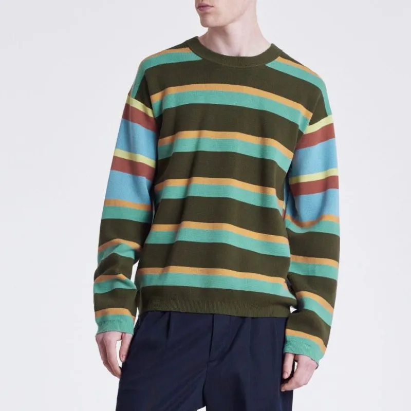 PS Paul Smith Stripe Crew Knit Olive sold by Roulette