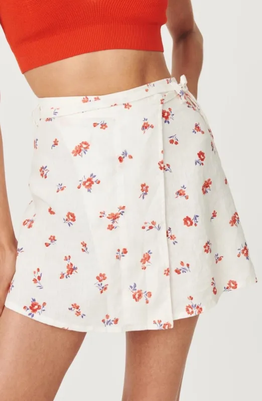 Patsy Linen Mini Wrap Skirt sold by Rowie the Label