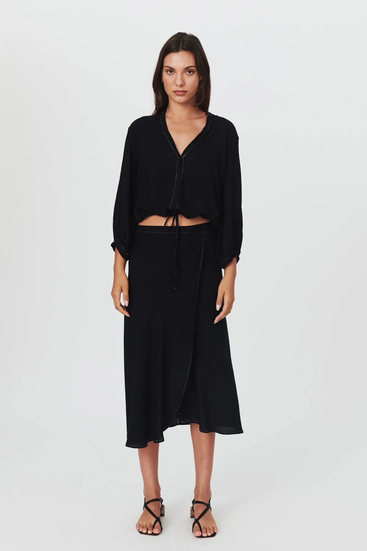 Davina Wrap Midi Skirt sold by Rowie the Label