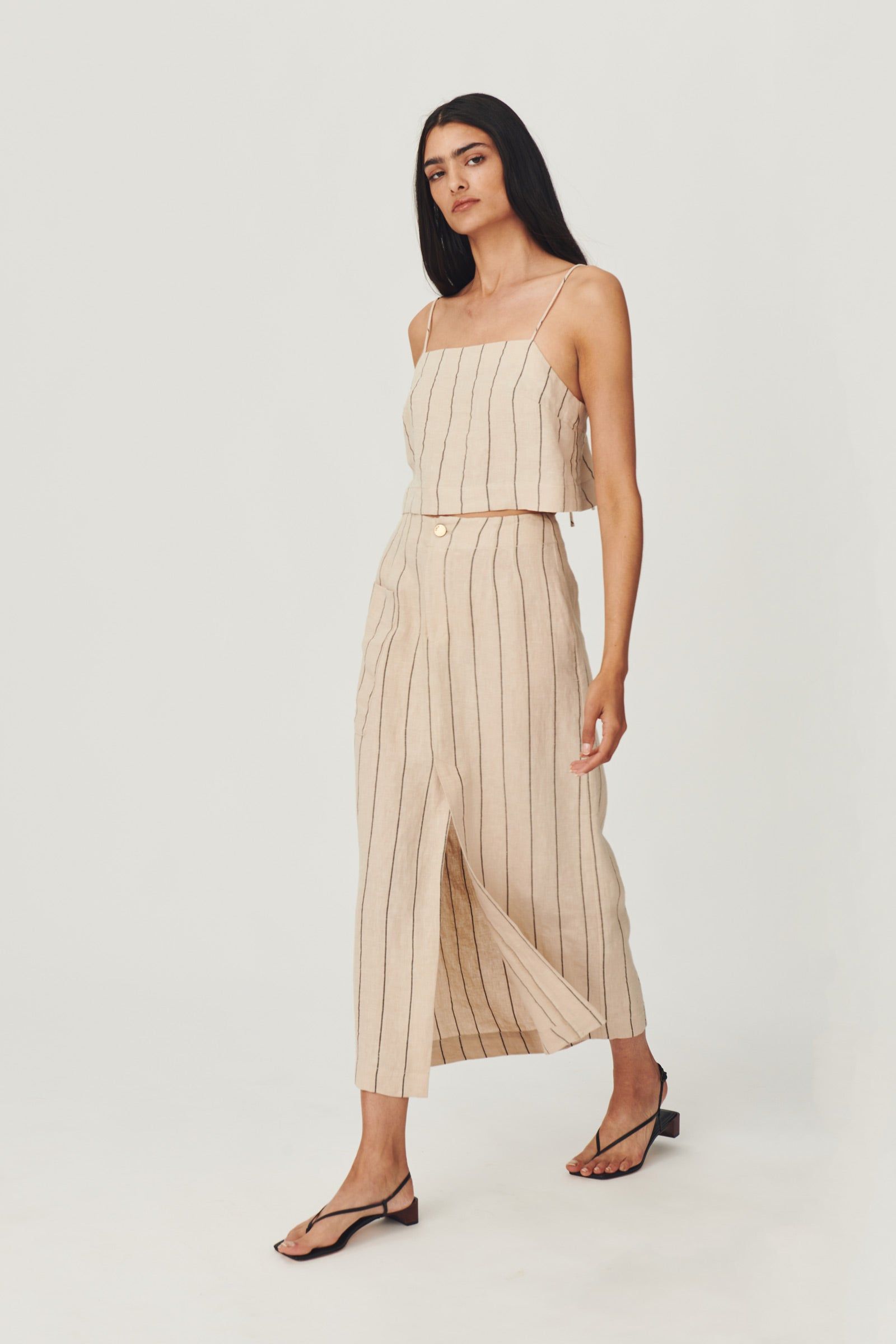 Julien Linen Midi Skirt sold by Rowie the Label