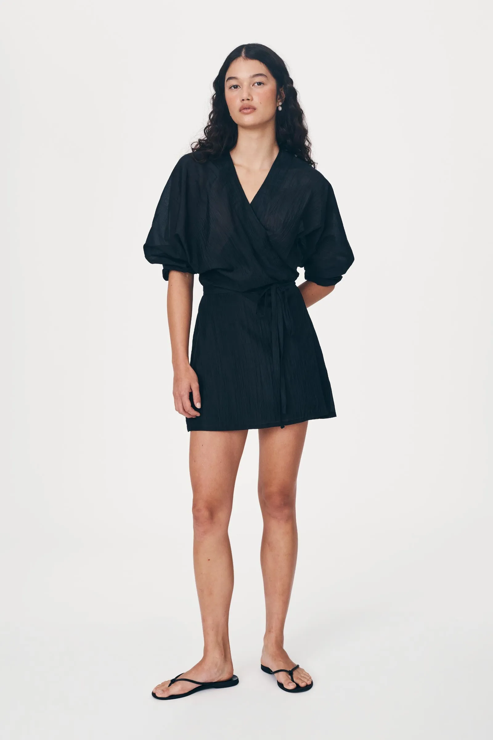 Isla Silk Wrap Mini Dress sold by Rowie the Label