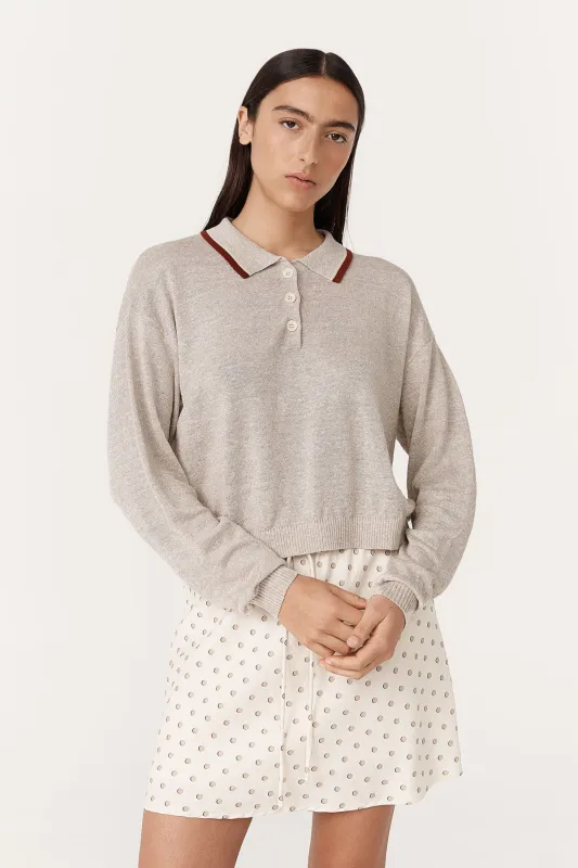 Uma Linen Knit Polo Top sold by Rowie the Label